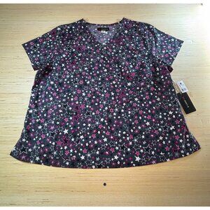 Koi Basics Women size 3X Top V-Neck star scrubs New with tags